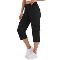 Women's Color Casual Sport Pants with Pockets, Athletic Cropped Pants for Workout L