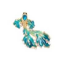 Enamel Fish Brooch with Rhinestones, Tail Design - Animal Fashion Pin one size