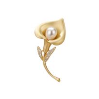 Gold Calla Brooch with Women Flower Pin for Suit Coat Dress Light one size