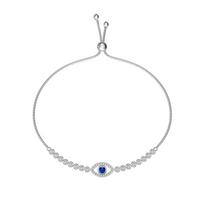 Dylam Against Evil Blue Eye Talismans Fashion Fine Jewelry S925 Silver Rhodium Plated Beaded Chain 5A Zirconia Women Bracelet 23cm