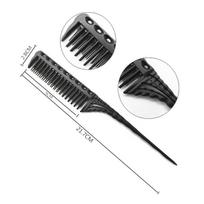 High-end Bamboo Coil Hair Comb with Dense Teeth High/Low Design Three-Row Design Pointed Tail for High Bun Styling juoda
