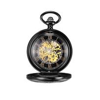 Customized My logo Mechanical Pocket Watch Chain Custom Black Steampunk Fob Pocket Watch Bulk Pendant Mechanical Watch Men FASHION