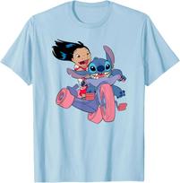 Hot Fashion Casual Disney Lilo & Stitch Bike Adventure T-Shirt T-Shirt S-4XL Four Seasons S