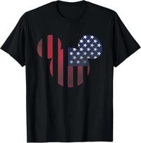 Hot Fashion Casual Disney Mickey Mouse Americana Ears Shape T-Shirt S-4XL Summer M
