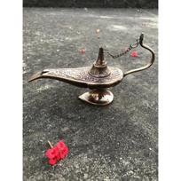 Antique Brass Aladin 6 Genie Oil Lamp Aladdin Chirag Incense Burner Vintage Gift gray