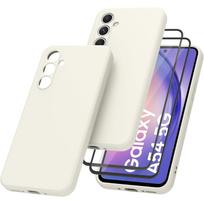 [3 viename] Skysto silikono dėklas su 2 vnt grūdinto stiklo ekrano apsauga, skirta Samsung Galaxy A54 A34 A14 5G A24 A25 A35 A55 A12 A13 A53 smūgiams atspariu dangteliu Galaxy M32 5G