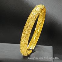 Gold-Plated Floral Leaf Bracelet: Non-Fading Bridal Bangle 24k Gold Plated