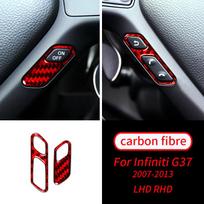 For Infiniti G37 07-13 Red Soft Carbon Fiber Air Conditioner Radio Window Lift Speaker Gear Trim Cover Car Interior