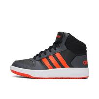 Adidas Neo Hoops 2.0 Mid K Casual Slip Resistant Abrasion Resistant Mid top Kids' Skateboarding Shoes Black Red Kids' GZ7768 28