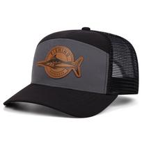 Unisex Seven-Panel Style Trucker Hat Adjustable Baseball Cap Shark Pattern Patch Fishing Hat gray