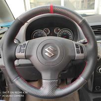 Hand Stitched Car Steering Wheel Cover For Suzuki Swift Sport Splash Opel Vauxhall 2005-2015 carbon fibre Genuine Leather Parts