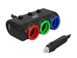 Automobilinis adapteris 3x lizdai + 2x Usb, 12/24v