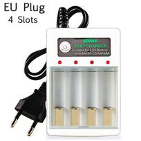 Naujas AA / AAA baterijų įkroviklis 2 4 lizdai AC 110V 220V NI-MH /NI-CD AA AAA įkrovimui 1.2V įkraunamos baterijos įkroviklis 4 Slots EU Plug gray