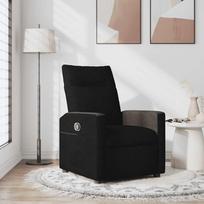 Folding Armchair, Black, Upholstered in Fabric