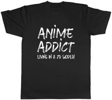 Anime Addict Living in a 2D World Japan Mens T-Shirt Tee Gift Top XXL