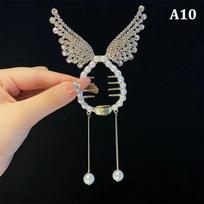 Elegant Hair Claw Pill Head Ponytail Buckle Ponytail Buckle Pearl Rhinestone Pearl Tassel Shark Clip Hairband Hair Clip Headdres A10