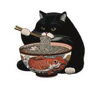Kawaii Cat   Anime Black Cat Ramen Car Sticker Waterproof UV Resistant Decal for Auto Window Laptop Water Bottle Luggage Bumper 10CM