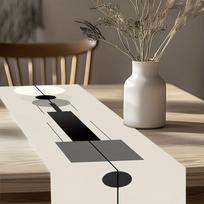 Modernus minimalistinis geometrinis staltiesės takelis, juodos, baltos, pilkos spalvos meno dizainas, namų valgomojo stalo dekoras, moteriški drabužiai 40x140cm gray
