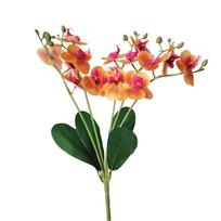 5 Heads Artificial Orchid Lifelike with Leaves Fake Flower Handmade Real Touch Faux Phalaenopsis Outdoor Garden Decor