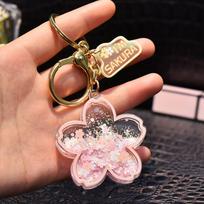 Sakura Keychain Skystas plaukiojantis raktų pakabukas Vyšnių žiedų Raktų pakabukas Quicksand Into Al Keyring rožinė