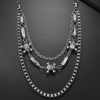 Punk Rock Cool Hip Chain  Double-Sided Metal Skull Denim Decorative Pants Fashion Body Chain