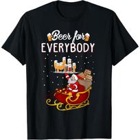 Funny Santa Beer For Everybody Christmas Graphic T-Shirt Casual Men Women Tee S