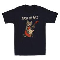 Rock and Roll Cat Guitar Graphic T-shirt XXL