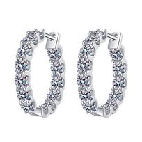 925 Sterling Silver Moissanite Bull Head Hoop Earrings - High-End Style with Inner and Outer Full Diamond Design 925 Silver