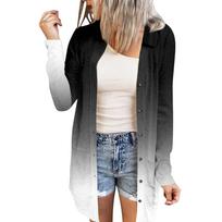 Women's Casual Fashion Floral Print Long Sleeve Mid-Length Cardigan Jacket M