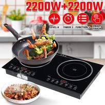 200-2200W Induction Hob Cooker 2 Stove Electric Induction Hob With Ultra-thin Body 8 Levels Temperature Control Black 27.6   * 15.7   * 3 black