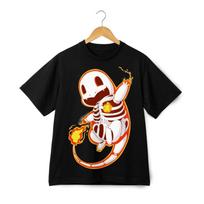Pikachu Skeleton Charmander Graphic T-Shirt - Streetwear Halloween Anime Tee 4XL black