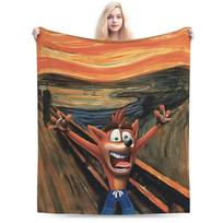 Crashs Bandicoots Cartoon Merch Blankets Super Soft Coral Fleece Plush Video Game Throw Blanket Comfortable Bedding Throws 40x30inch black