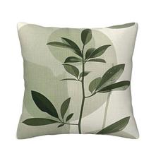 Šviežia žalia lapų paprasto stiliaus pagalvės užvalkalas Miegamojo svetainės sofos namų dekoras Poliesterio pagalvės užvalkalas su užtrauktuku 45x45cm beige