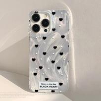 Love Heart Phone Case For iPhone 13 11 12 14 15 16 Pro Max Case Funda iPhone 7 8 Plus 16E Shockproof Soft Laser Silver Cover iPhone XR