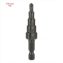 3-Piece Industrial Step Cone Drill Bit Set for Hole Expansion with Hex Shank and Straight Flute for Woodworking.