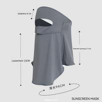 UPF50+ Full Face Sun Mask with Ear Covers, Nose Opening, Neck Shield for Driving Cycling, Eyewear Friendly Gray