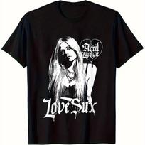Rock Style Avril Lavigne LOVE SUX Theme Pattern Four Seasons New Style Unisex Casual T-shirt S
