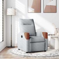 Folding Armchair, Light Grey, Upholstered in Fabric