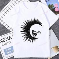 Mountain Bike Silhouette Moon Forest Graphic T-shirt XXL