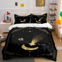 Cosmic Moon and Star Black Bedding Set Bedding set (1 duvet cover, 2 pillowcases, duvet not included) 135x200cm