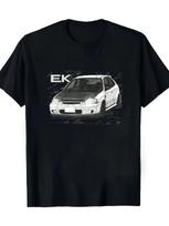 Men'S JDM EK SI Anime Graphic T-Shirt - Black Regular Fit Short Sleeve, Red And L