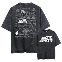 Arctic Monkeys Washed T-Shirts Graphic Print Unisex Cotton Tees Rock Band Shirts Unisex T-Shirt M