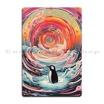 Astronautas Kosminis Pingvinas Kreiseris Metalinė Juosta Dekoracija Dizainas Skardinis Ženklas Plakatas 20x30cm（7.8x11.8inch）