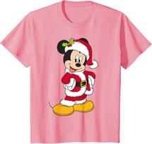 New Disney Santa Mickey Mouse Holiday Short Sleeve Fashion Casual T-Shirt S-4XL Four Seasons XXXXL