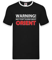 Warning Talking Orient - Mens Ringer - Football Love Team Fan Gift Present XS