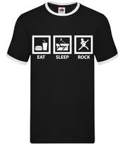 Eat Sleep Rock - Mens Ringer - Music Guitar Electric Bass Guitars Bass Amp XXXXL