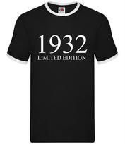 1932 Limited Edition - Mens Ringer - Birthday Present 92nd 92 Gift Age XXL