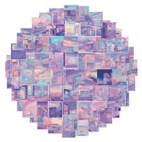 10/30/72pcs Purple Laser Anime Street View Stickers Cute Cartoon Aesthetic Sticker Notebook Luggage Phone Graffiti Decals Pack