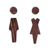 2pcs/se Solid Wood Bathroom Door Signs Antique Toilet Door Decoration WC Door Sign Plate Durable Self-adhesive