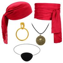 Head Wrap Pirate Costumes Belt Halloween Cosplay Costume Retro Halloween Ball Pirate Set  Men Style 1